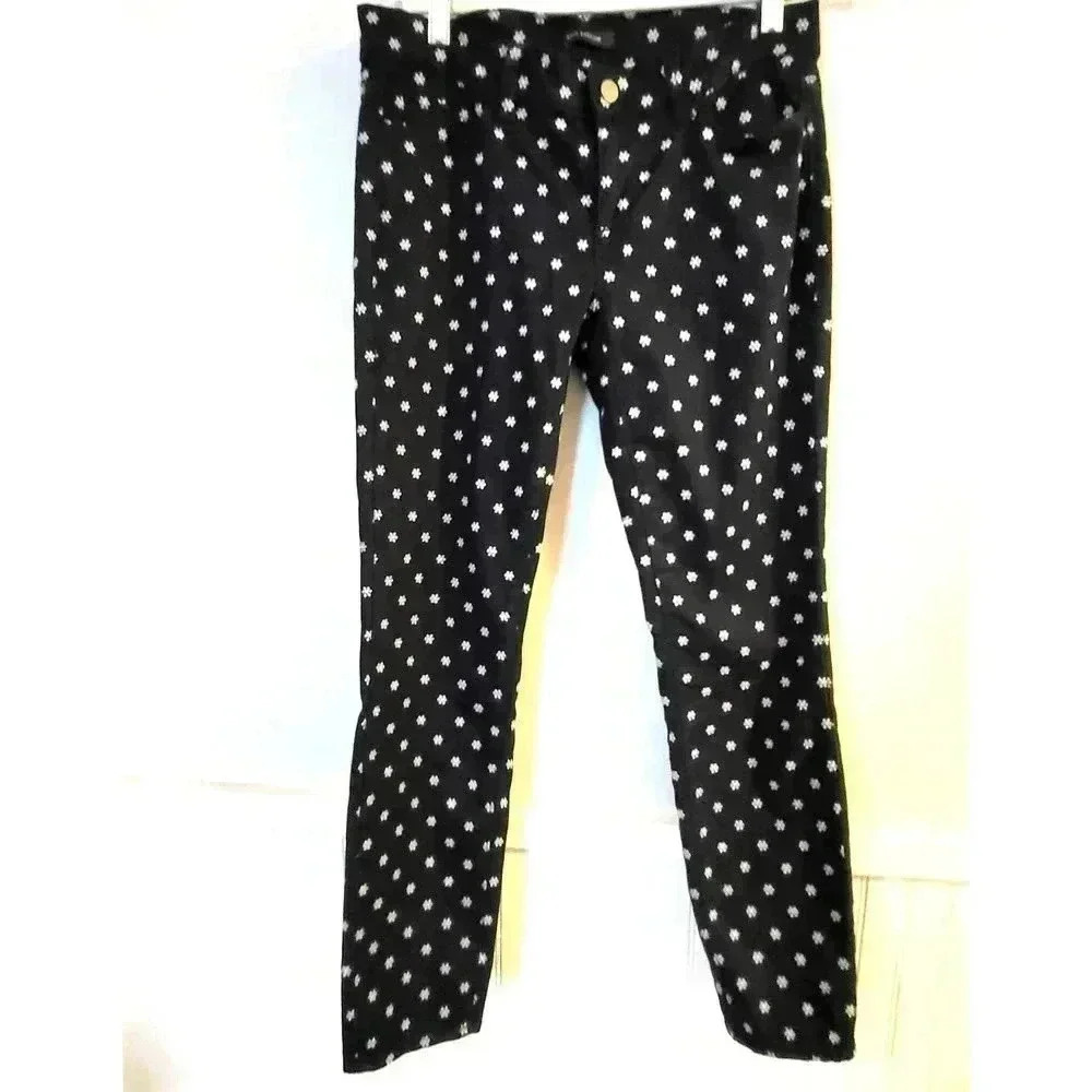 Ann Taylor Blue Embroidered Flower Skinny‎ Ankle Jeans